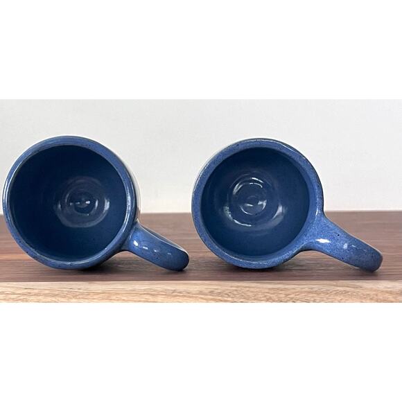 Petite Handmade Pottery Coffee Tea Mug Cup Set of 2 Royal Blue - Picture 6 of 8